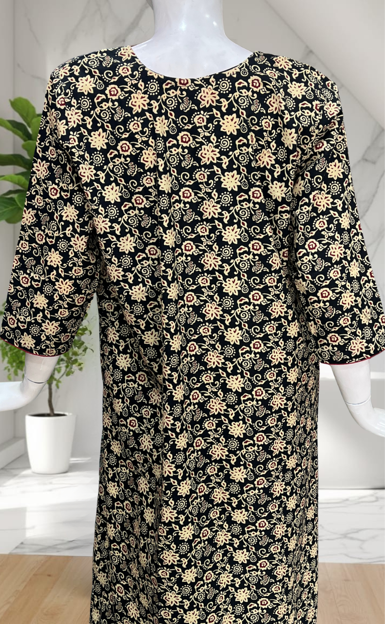 Black Garden Pure Cotton Long Sleeve Nighty. Pure Durable Cotton | Laces and Frills