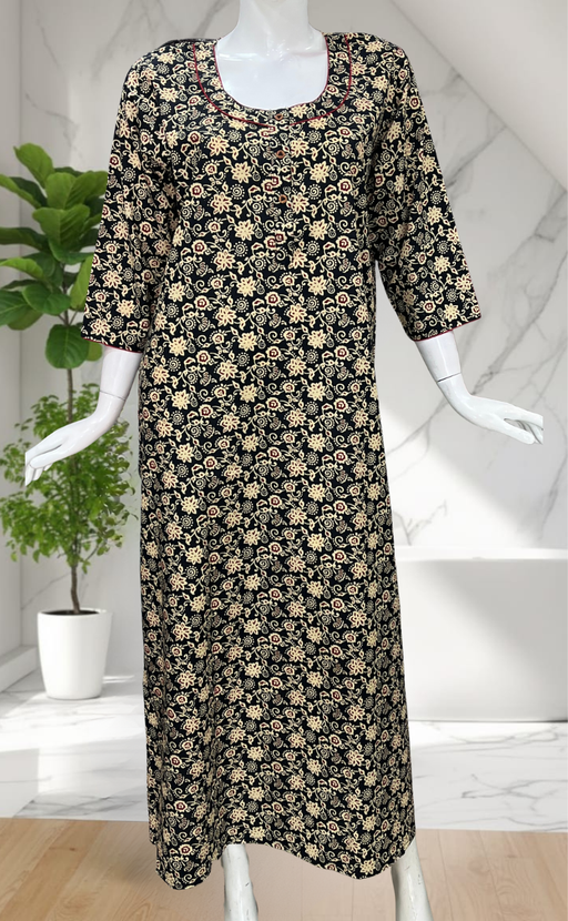 Black Garden Pure Cotton Long Sleeve Nighty. Pure Durable Cotton | Laces and Frills