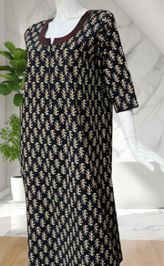 Black Pure Cotton Long Sleeve Nighty. Pure Durable Cotton | Laces and Frills