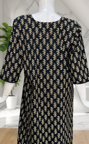 Black Pure Cotton Long Sleeve Nighty. Pure Durable Cotton | Laces and Frills