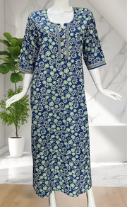 Blue Garden Pure Cotton Long Sleeve Nighty. Pure Durable Cotton | Laces and Frills