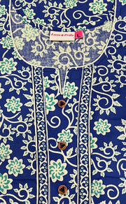 Blue Garden Pure Cotton Long Sleeve Nighty. Pure Durable Cotton | Laces and Frills