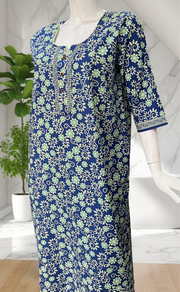 Blue Garden Pure Cotton Long Sleeve Nighty. Pure Durable Cotton | Laces and Frills