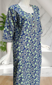 Blue Garden Pure Cotton Long Sleeve Nighty. Pure Durable Cotton | Laces and Frills