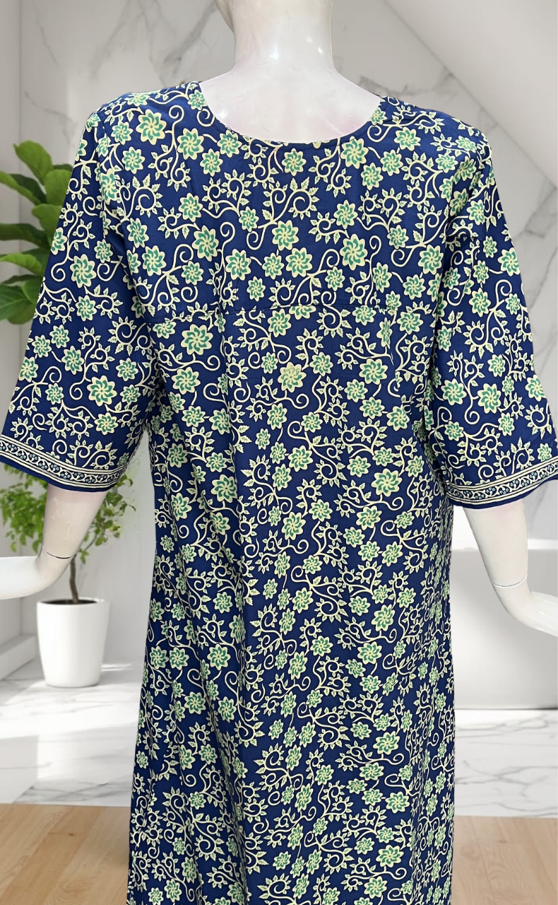 Blue Garden Pure Cotton Long Sleeve Nighty. Pure Durable Cotton | Laces and Frills