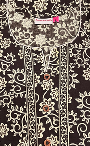 Mehndi Green Pure Cotton Long Sleeve Nighty. Pure Durable Cotton | Laces and Frills