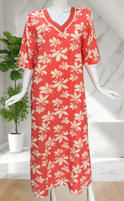 Peach Pure Cotton Long Sleeve Nighty. Pure Durable Cotton | Laces and Frills