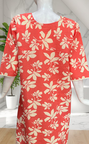 Peach Pure Cotton Long Sleeve Nighty. Pure Durable Cotton | Laces and Frills