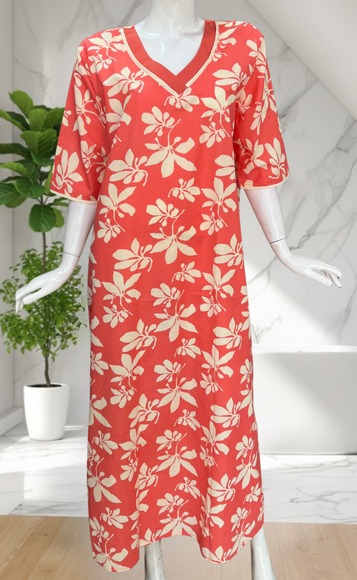 Peach Pure Cotton Long Sleeve Nighty. Pure Durable Cotton | Laces and Frills