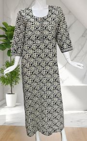 Off White Garden Pure Cotton Long Sleeve Nighty. Pure Durable Cotton | Laces and Frills