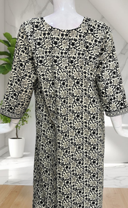 Off White Garden Pure Cotton Long Sleeve Nighty. Pure Durable Cotton | Laces and Frills