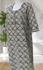 Off White Garden Pure Cotton Long Sleeve Nighty. Pure Durable Cotton | Laces and Frills