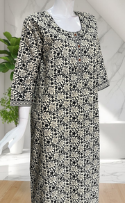 Off White Garden Pure Cotton Long Sleeve Nighty. Pure Durable Cotton | Laces and Frills