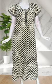 Off White Tiny Flora Pure Cotton Nighty. Pure Durable Cotton | Laces and Frills