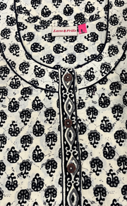 Off White Tiny Flora Pure Cotton Nighty. Pure Durable Cotton | Laces and Frills