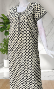 Off White Tiny Flora Pure Cotton Nighty. Pure Durable Cotton | Laces and Frills