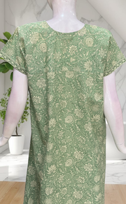 Pista Green Garden Pure Cotton Nighty. Pure Durable Cotton | Laces and Frills
