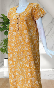 Yellow Garden Pure Cotton Nighty. Pure Durable Cotton | Laces and Frills