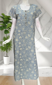 Light Blue Garden Pure Cotton Nighty. Pure Durable Cotton | Laces and Frills