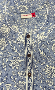 Light Blue Garden Pure Cotton Nighty. Pure Durable Cotton | Laces and Frills