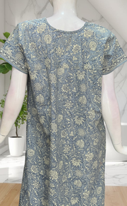 Light Blue Garden Pure Cotton Nighty. Pure Durable Cotton | Laces and Frills