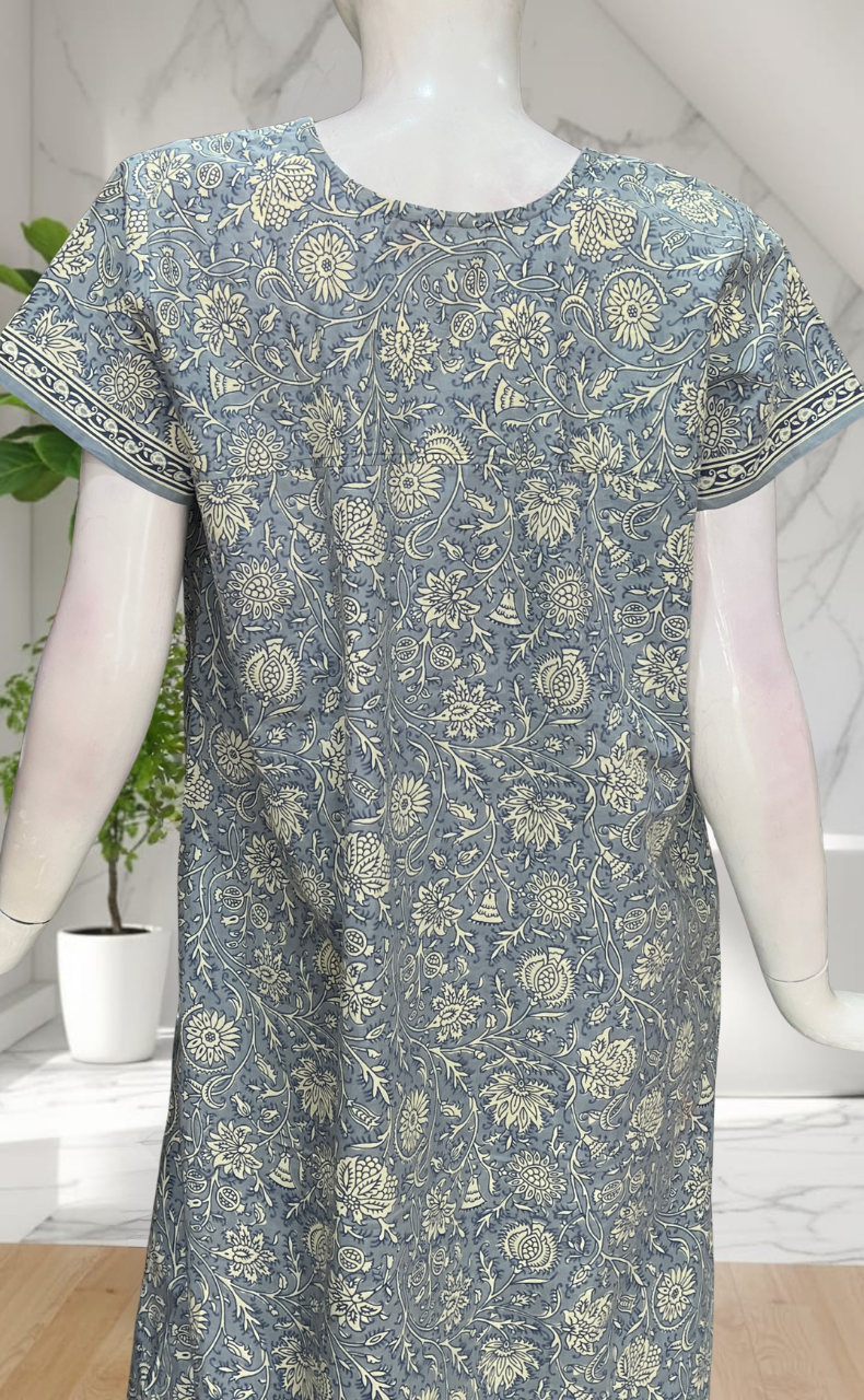 Light Blue Garden Pure Cotton Nighty. Pure Durable Cotton | Laces and Frills