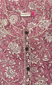 Onion Pink Garden Pure Cotton Nighty. Pure Durable Cotton | Laces and Frills