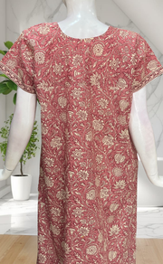 Onion Pink Garden Pure Cotton Nighty. Pure Durable Cotton | Laces and Frills