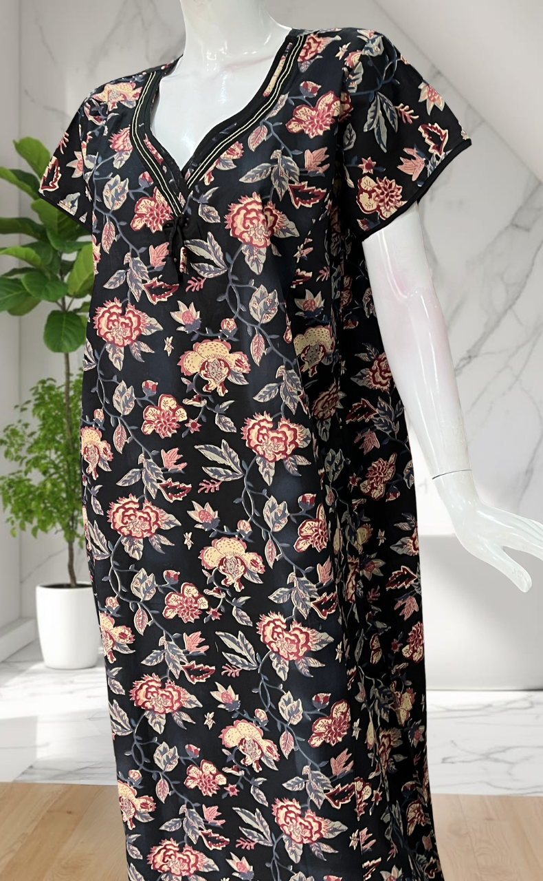 Black Garden Pure Cotton Nighty. Pure Durable Cotton | Laces and Frills