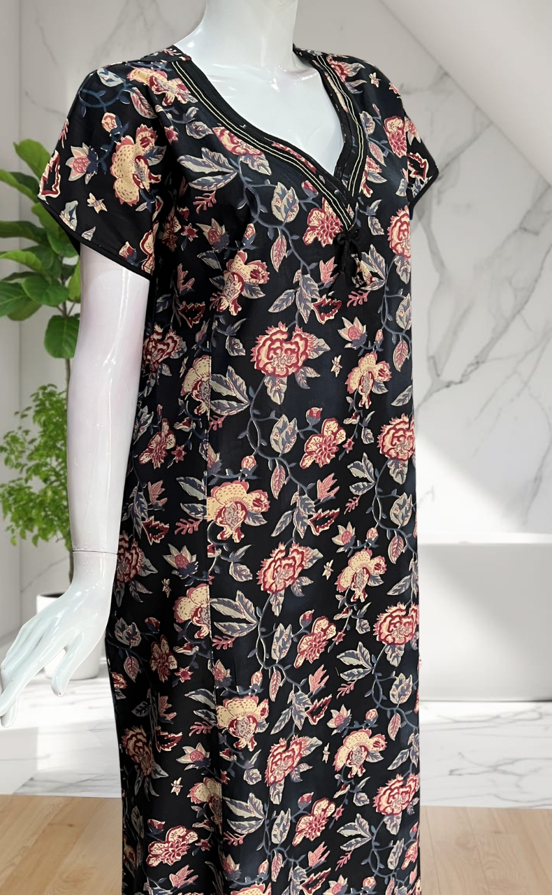 Black Garden Pure Cotton Nighty. Pure Durable Cotton | Laces and Frills