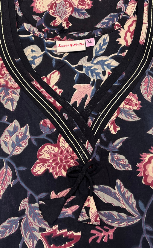 Black Garden Pure Cotton Nighty. Pure Durable Cotton | Laces and Frills