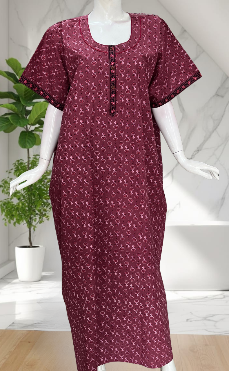 Pink Tiny Flora Pure Cotton Nighty. Pure Durable Cotton | Laces and Frills