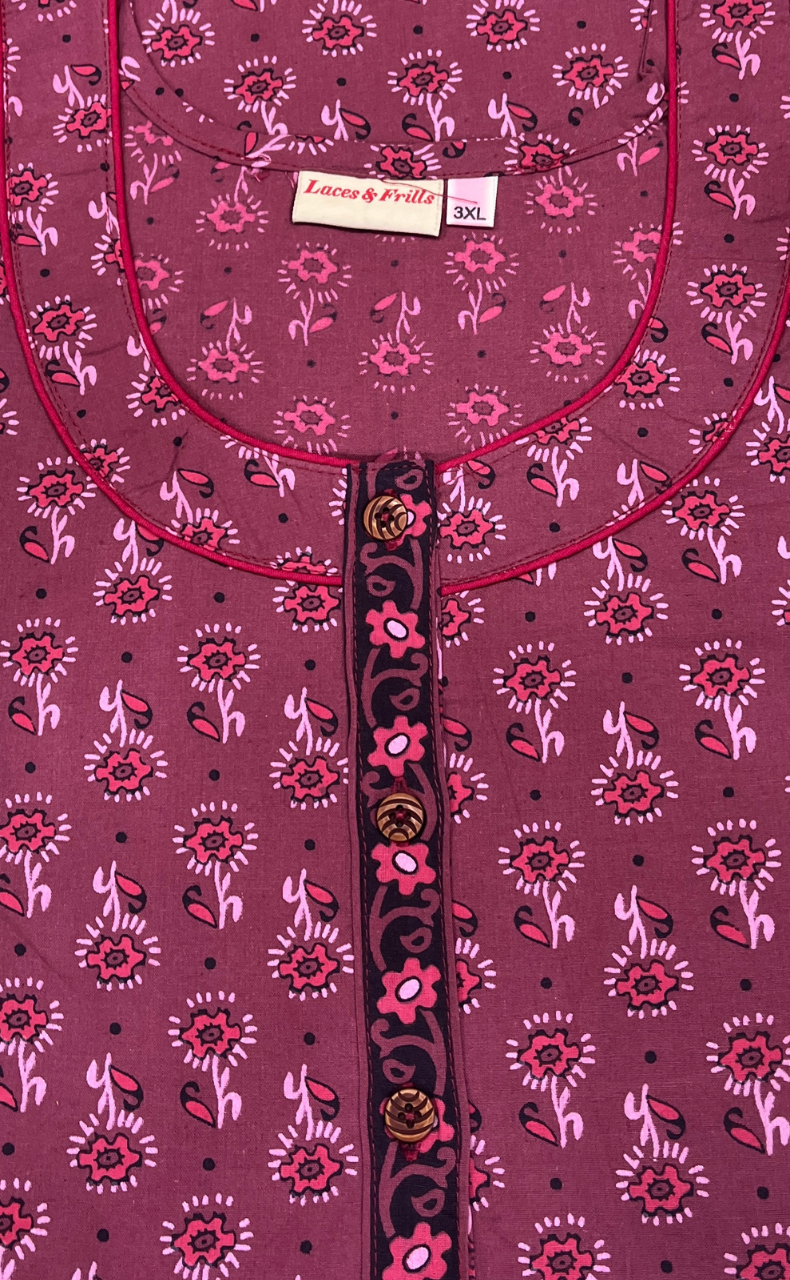 Pink Tiny Flora Pure Cotton Nighty. Pure Durable Cotton | Laces and Frills