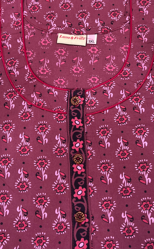 Pink Tiny Flora Pure Cotton Nighty. Pure Durable Cotton | Laces and Frills