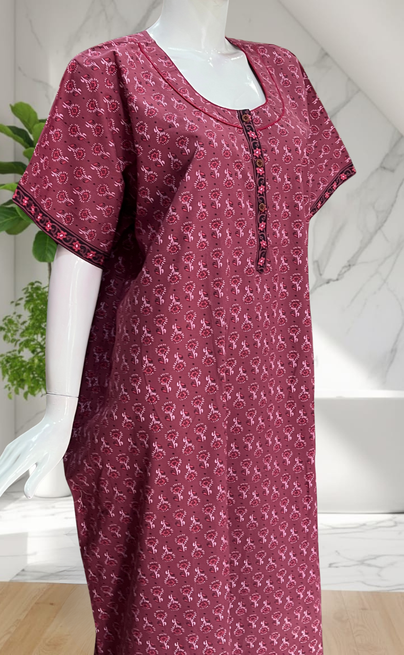 Pink Tiny Flora Pure Cotton Nighty. Pure Durable Cotton | Laces and Frills