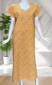 Yellow Garden Pure Cotton Nighty. Pure Durable Cotton | Laces and Frills