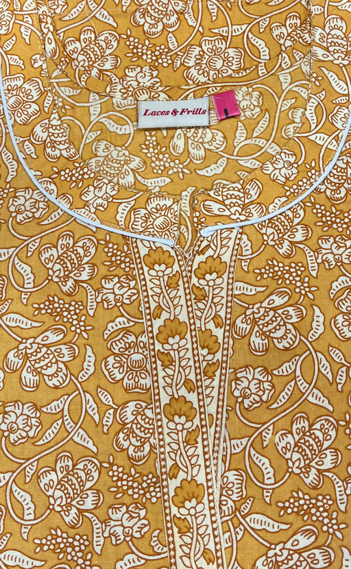 Yellow Garden Pure Cotton Nighty. Pure Durable Cotton | Laces and Frills