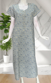 Light Blue Garden Pure Cotton Nighty. Pure Durable Cotton | Laces and Frills