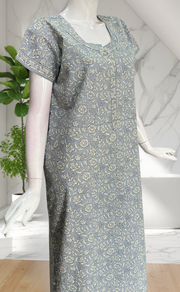 Light Blue Garden Pure Cotton Nighty. Pure Durable Cotton | Laces and Frills