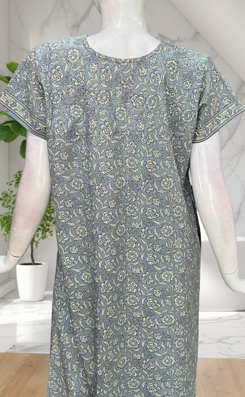 Light Blue Garden Pure Cotton Nighty. Pure Durable Cotton | Laces and Frills