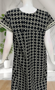 Black Abstract Pure Cotton Nighty. Pure Durable Cotton | Laces and Frills