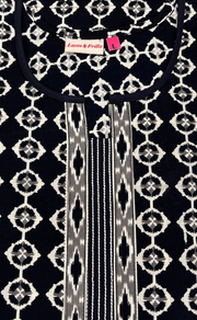 Black Abstract Pure Cotton Nighty. Pure Durable Cotton | Laces and Frills