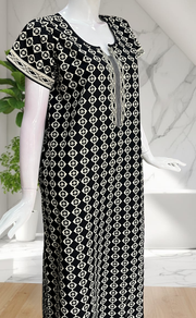 Black Abstract Pure Cotton Nighty. Pure Durable Cotton | Laces and Frills