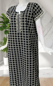 Black Abstract Pure Cotton Nighty. Pure Durable Cotton | Laces and Frills