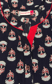 Black Flora Pure Cotton Nighty. Pure Durable Cotton | Laces and Frills