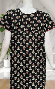 Black Flora Pure Cotton Nighty. Pure Durable Cotton | Laces and Frills