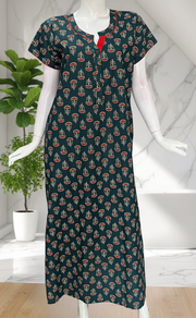 Indigo Blue Flora Pure Cotton Nighty. Pure Durable Cotton | Laces and Frills