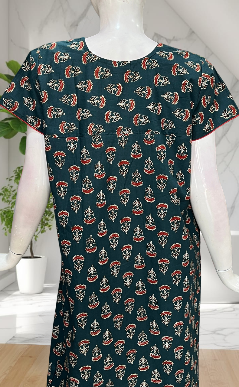 Indigo Blue Flora Pure Cotton Nighty. Pure Durable Cotton | Laces and Frills