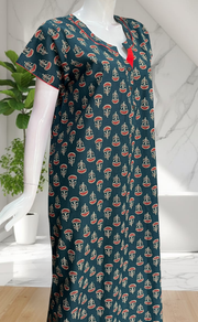 Indigo Blue Flora Pure Cotton Nighty. Pure Durable Cotton | Laces and Frills
