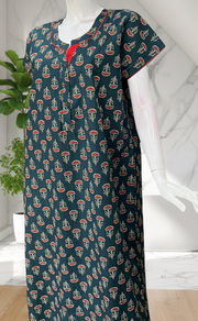 Indigo Blue Flora Pure Cotton Nighty. Pure Durable Cotton | Laces and Frills